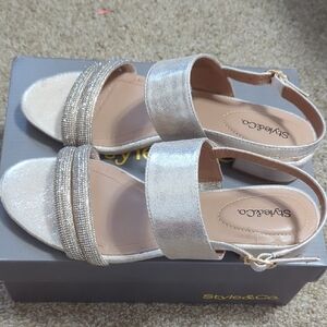 Style & Co. Women's Glittering Silver Sandals